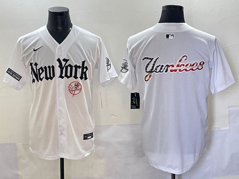 Men 2025 New York Yankees Blank White Five generations Joint Name Nike MLB Jersey style 117->new york yankees->MLB Jersey